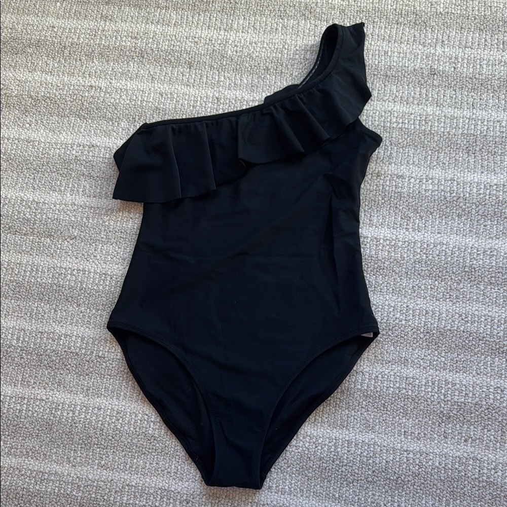 Old Navy Black One-Shoulder Ruffle One Piece